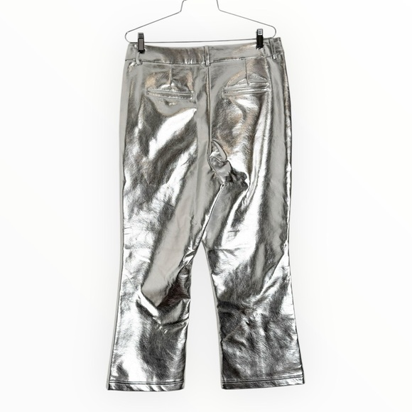 NWT 7 For All Mankind Silver Foil Vegan Leather Straight Leg Pants size L - Picture 5 of 10